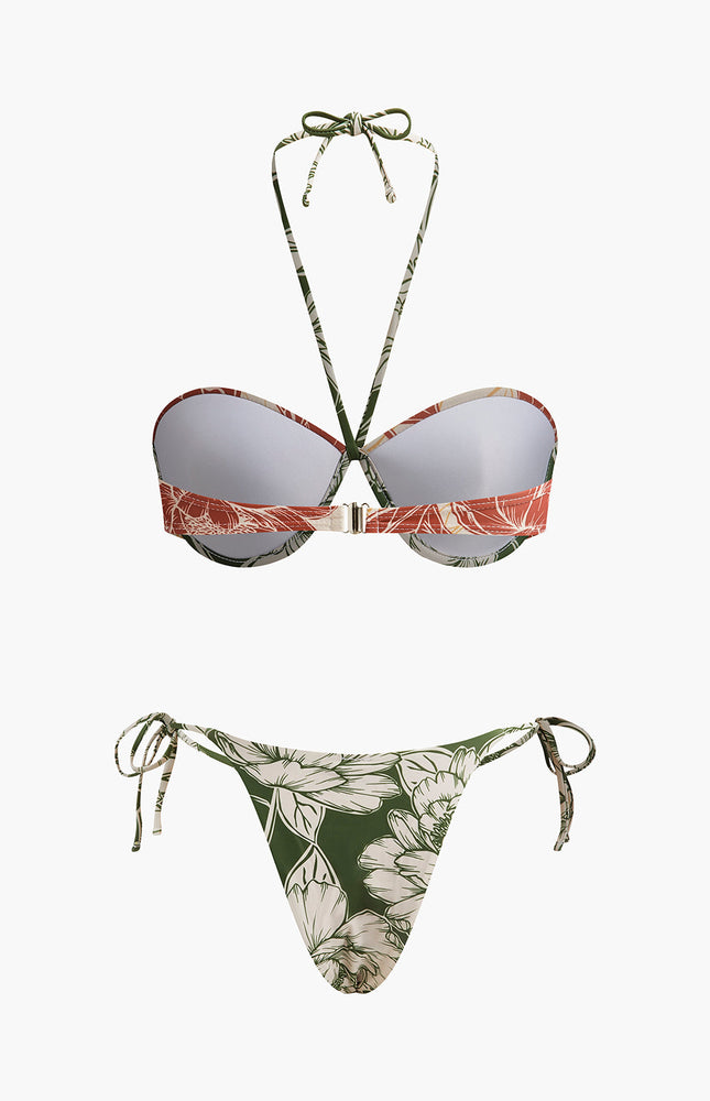 Çiçekli Bikini Seti Bağlama Kenar Etek ile