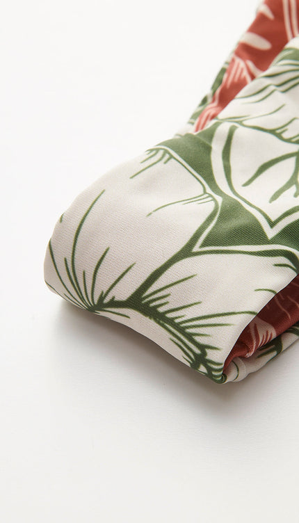 Çiçekli Bikini Seti Bağlama Kenar Etek ile