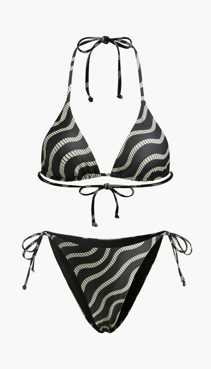 Şık Dalga Desenli Üçgen Bikini Seti
