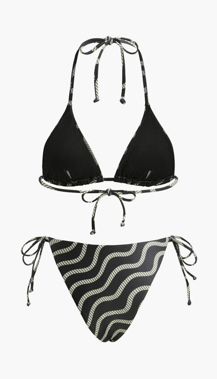 Şık Dalga Desenli Üçgen Bikini Seti