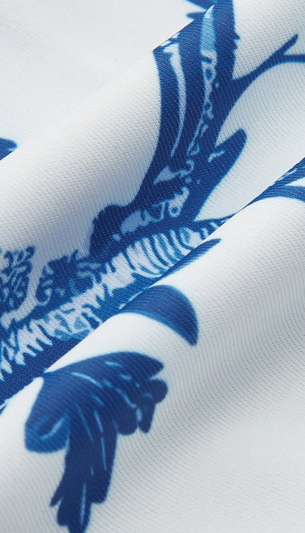 Kuş Baskılı Bağlama Sırt Detaylı Mayo