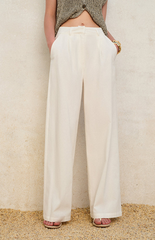 Şık Yüksek Bel Geniş Paça Pantolon, Pratik Cepler ile Birlikte