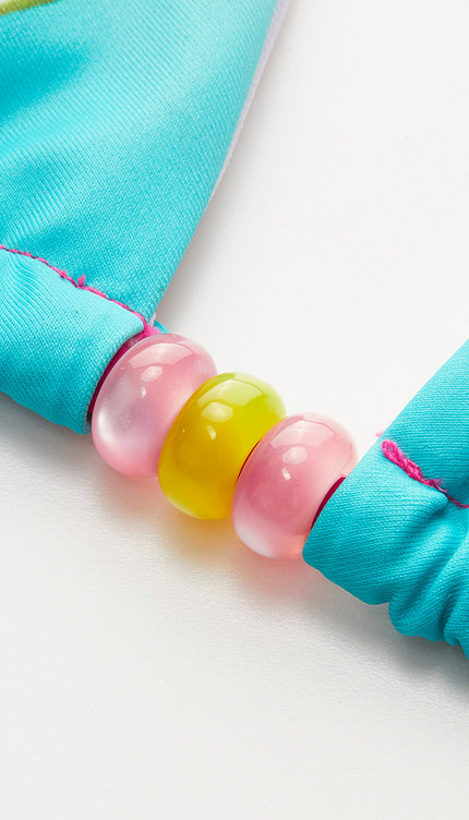 Çiçekli Boncuklu Bikini Takımı