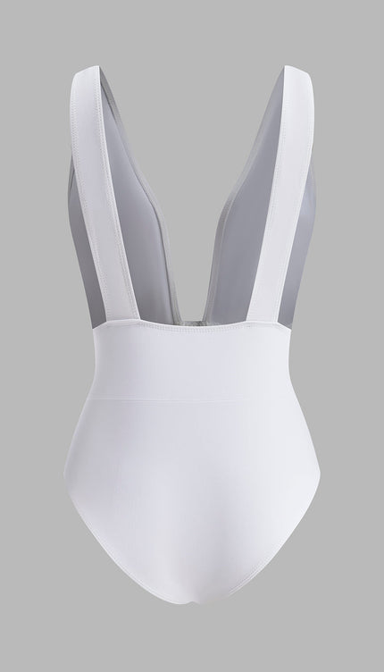 Derin V Yırtmaçlı Tek Parça Mayo