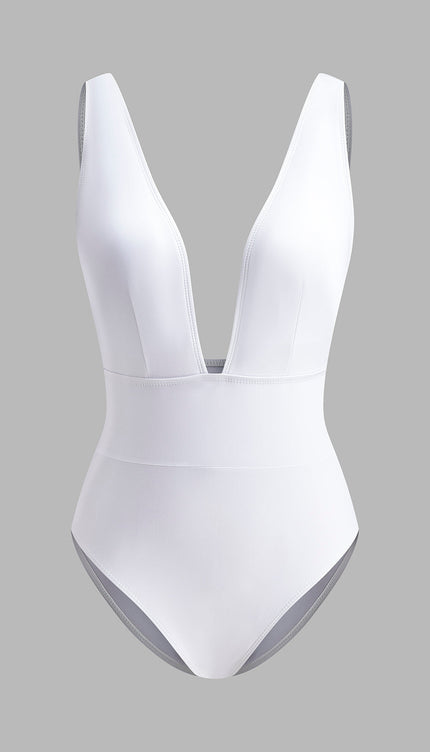 Derin V Yırtmaçlı Tek Parça Mayo