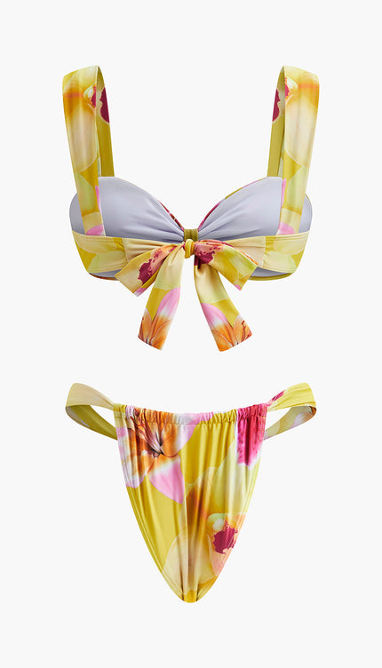 Çiçek Desenli Jarse Bikini Takımı - Yaz Stilini Kucaklayın!
