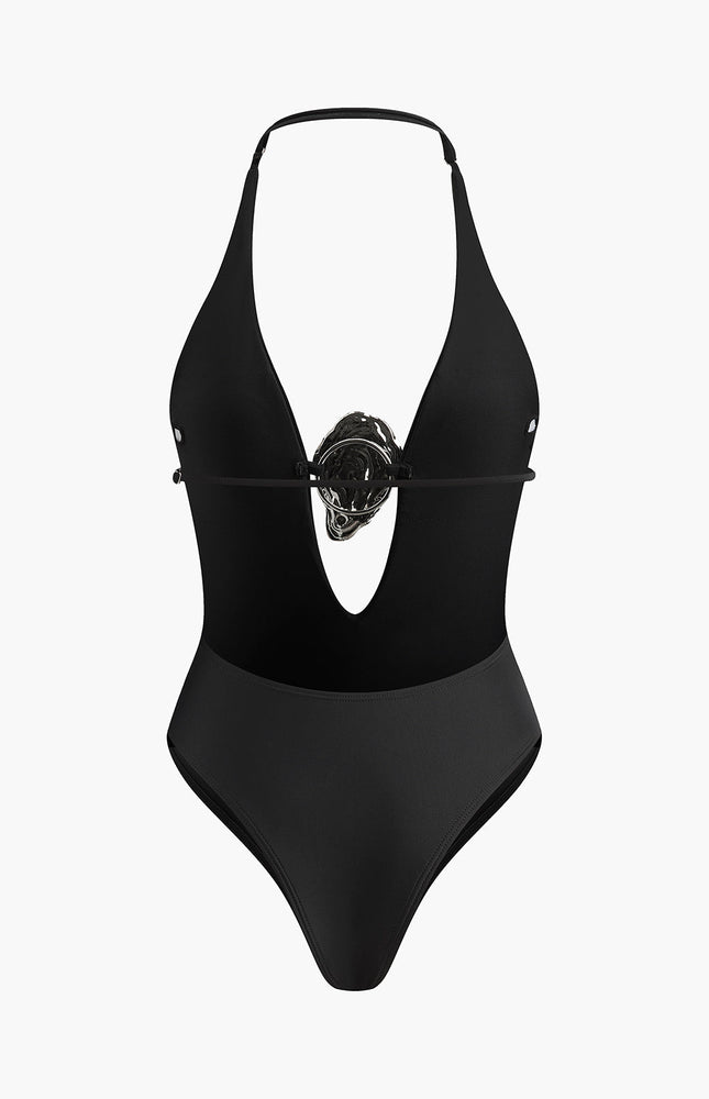 Derin V Yaka Halter Toka Detay Mayo