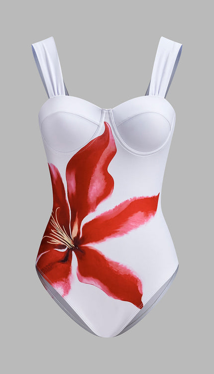 Çiçek Baskılı Etek ve Bikini Takımı