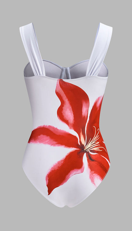 Çiçek Baskılı Etek ve Bikini Takımı