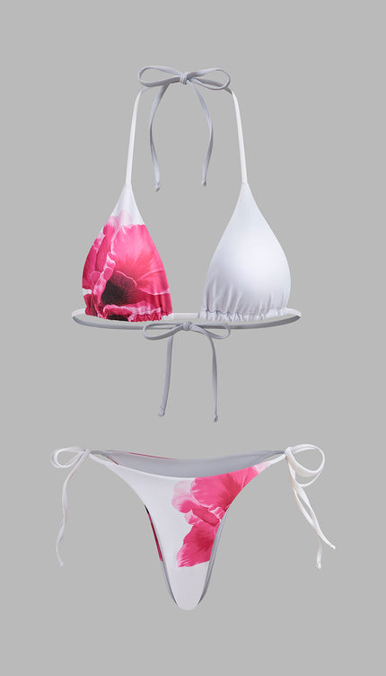 Çiçekli Bikini Takımı Yarı Şeffaf Etek ile