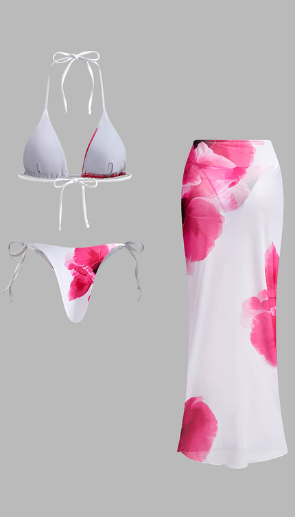 Cazip Çiçekli Etekli Bikini Seti