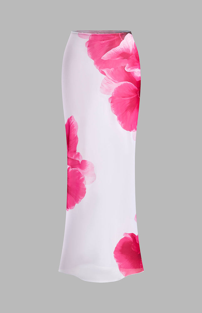 Çiçekli Bikini Takımı Yarı Şeffaf Etek ile