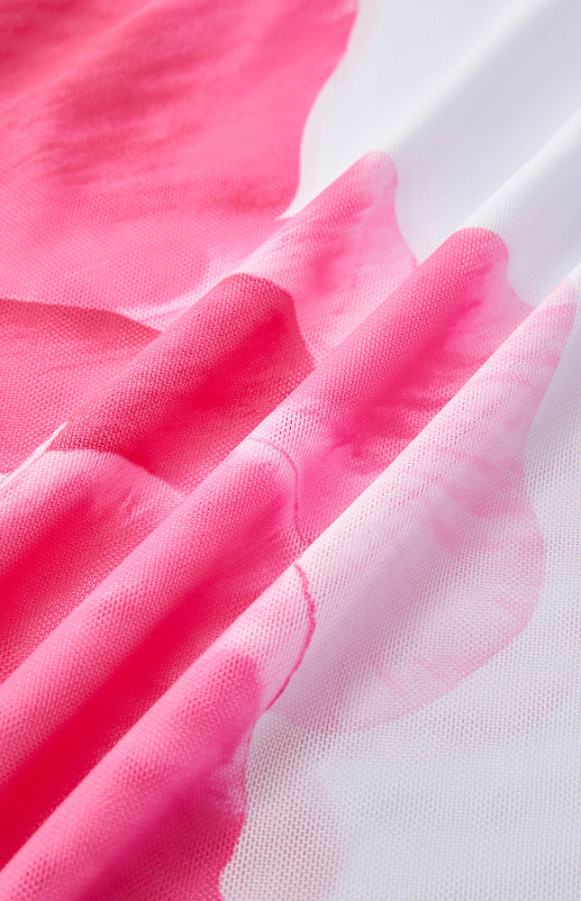 Çiçekli Bikini Takımı Yarı Şeffaf Etek ile