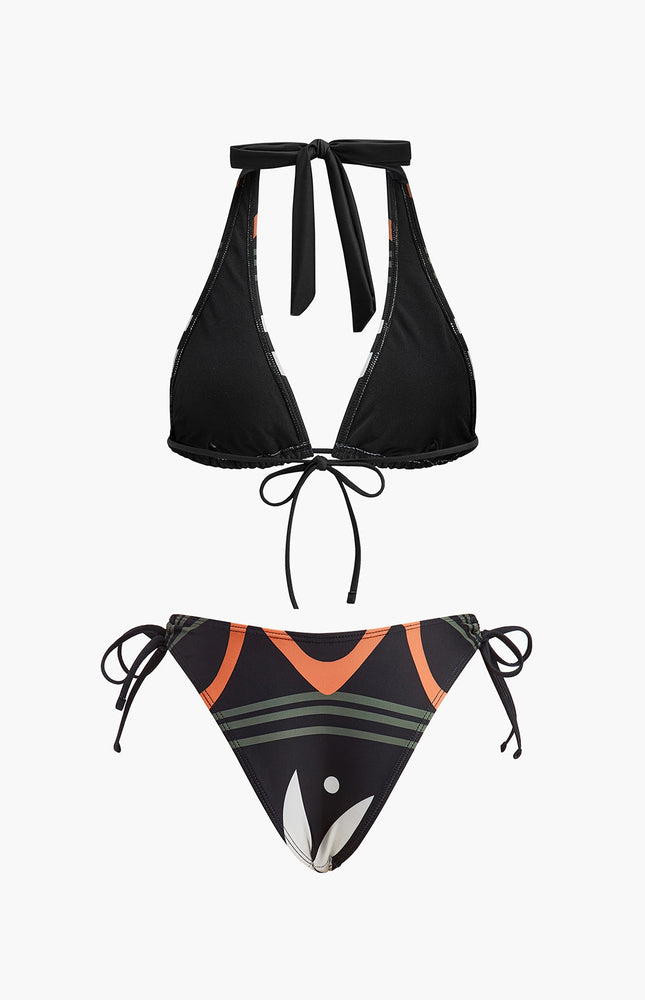 Şık Halter Yaka Bağcıklı Bikini Takımı