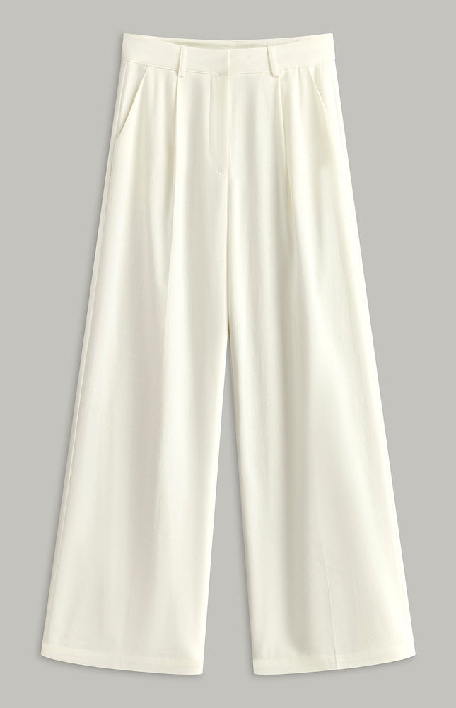 Şık Yüksek Bel Geniş Paça Pantolon, Pratik Cepler ile Birlikte