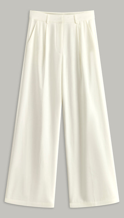 Şık Yüksek Bel Geniş Paça Pantolon, Pratik Cepler ile Birlikte