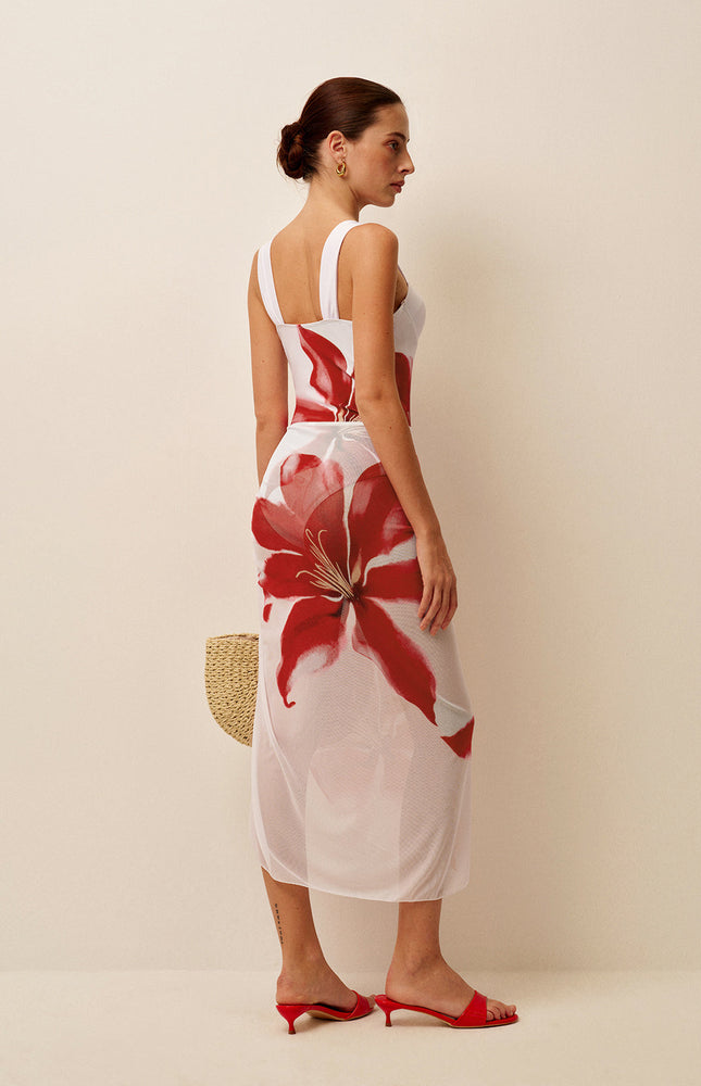 Çiçek Baskılı Etek ve Bikini Takımı