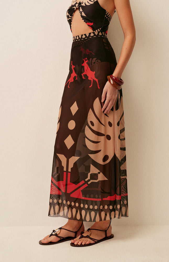 Şık Şeffaf Baskılı Pareo Etek