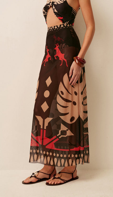 Şık Şeffaf Baskılı Pareo Etek