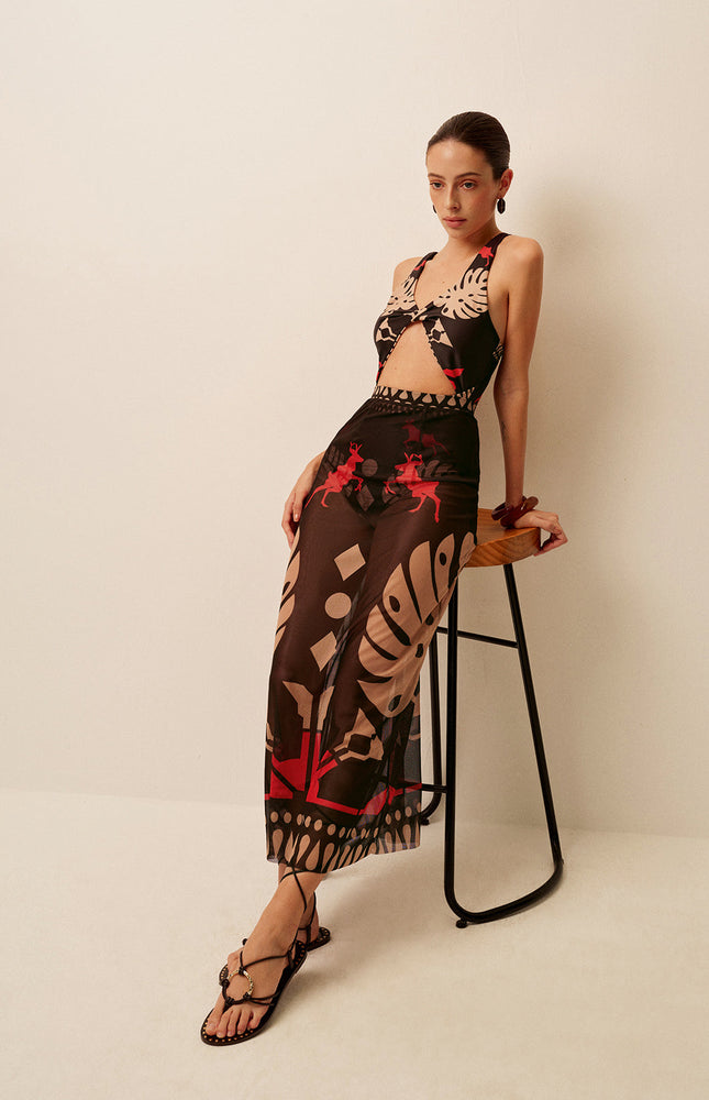 Şık Şeffaf Baskılı Pareo Etek