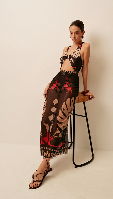 Şık Şeffaf Baskılı Pareo Etek