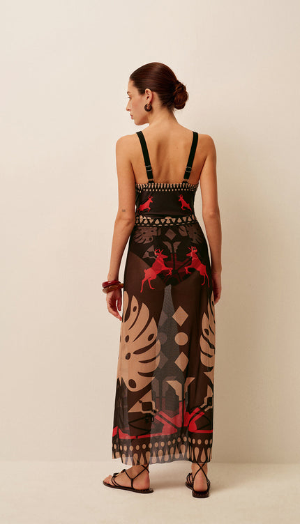 Şık Şeffaf Baskılı Pareo Etek