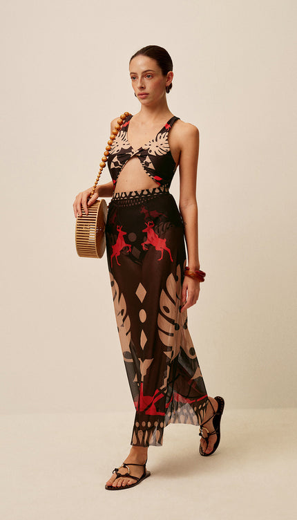 Şık Şeffaf Baskılı Pareo Etek