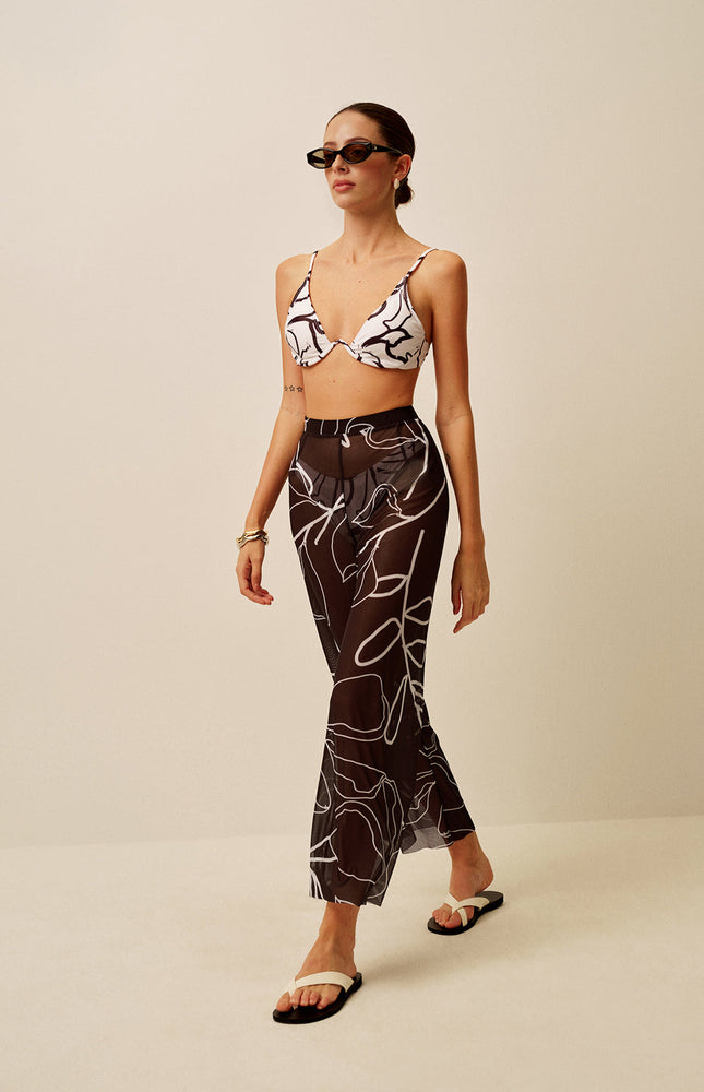 Şeffaf Baskılı Geniş Paça Ferace Pantolon