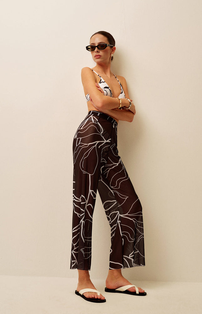 Şeffaf Baskılı Geniş Paça Ferace Pantolon