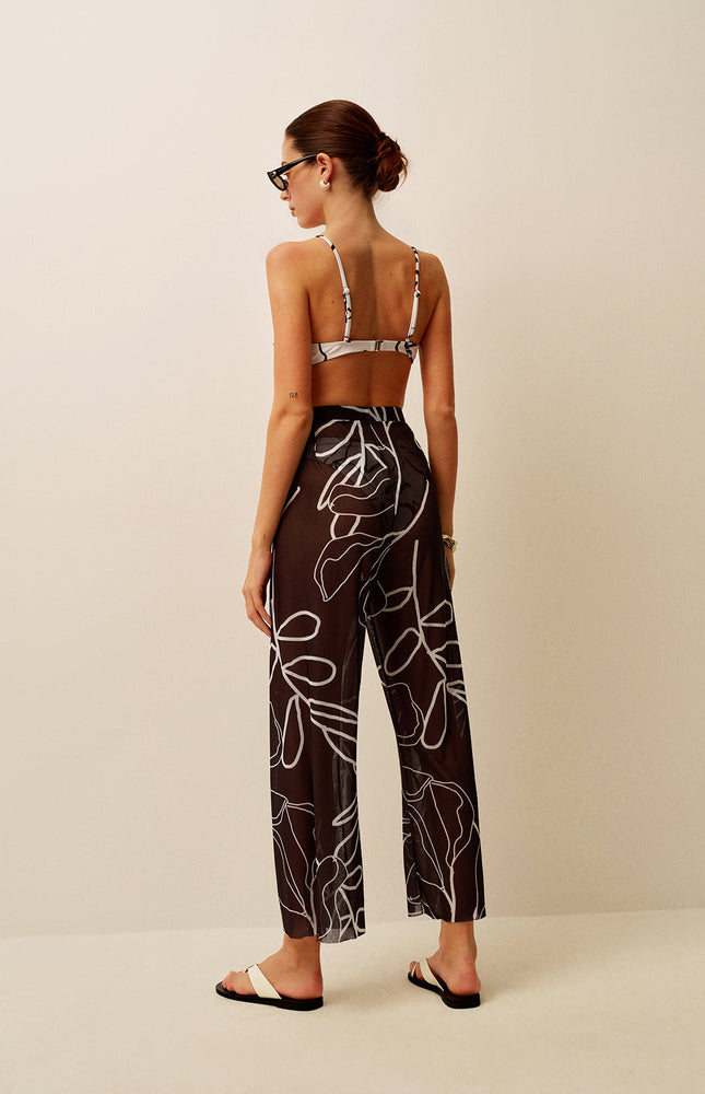 Şeffaf Baskılı Geniş Paça Ferace Pantolon