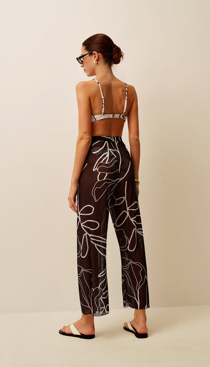 Şeffaf Baskılı Geniş Paça Ferace Pantolon