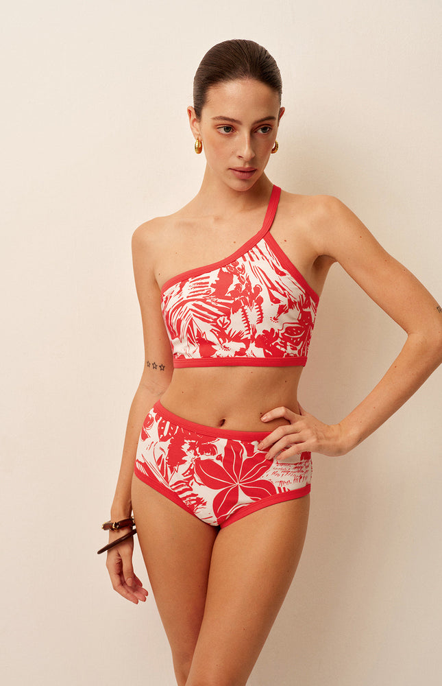 Tropikal Tek Omuzlu Bikini Takımı