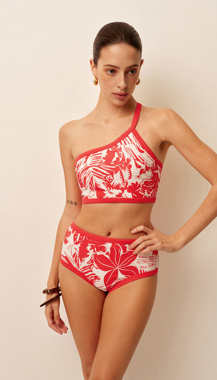 Tropikal Tek Omuzlu Bikini Takımı