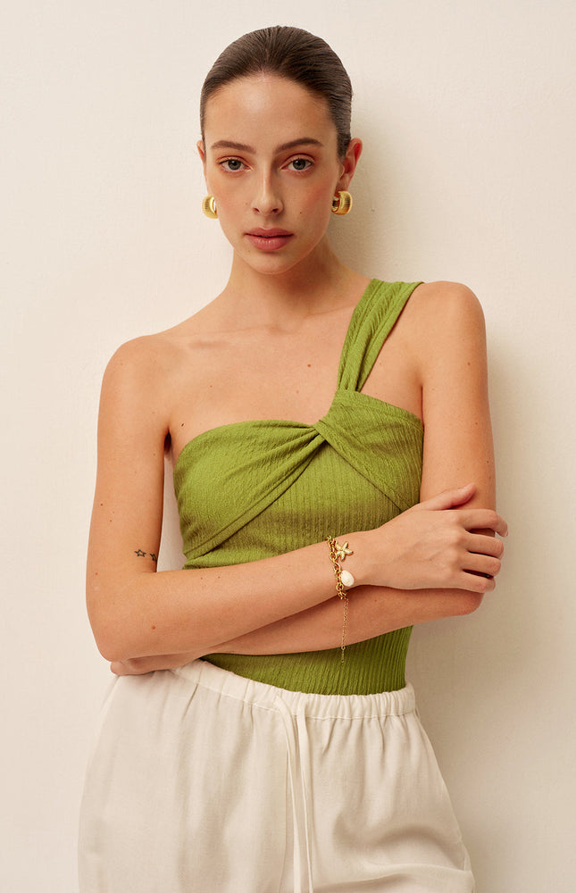 Tek Omuzlu Büzgülü Dönüşlü Mayo