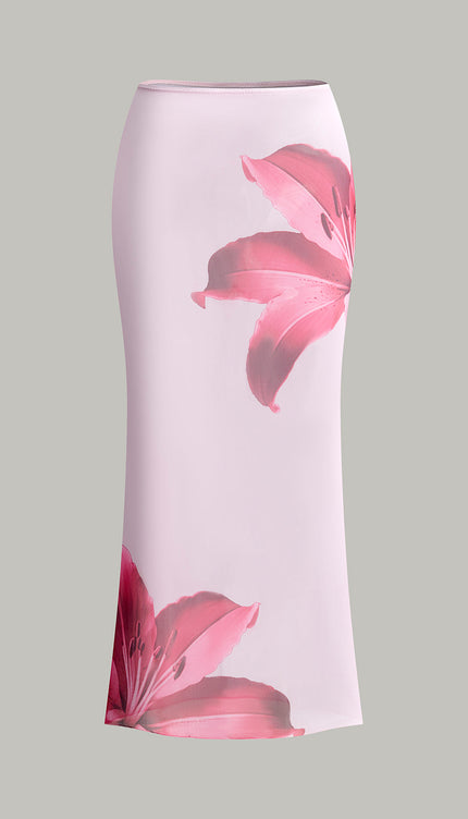 Çiçek Desenli Bandeau Etekli Bikini Seti