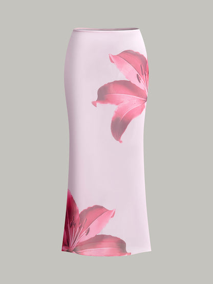 Çiçek Desenli Bandeau Etekli Bikini Seti