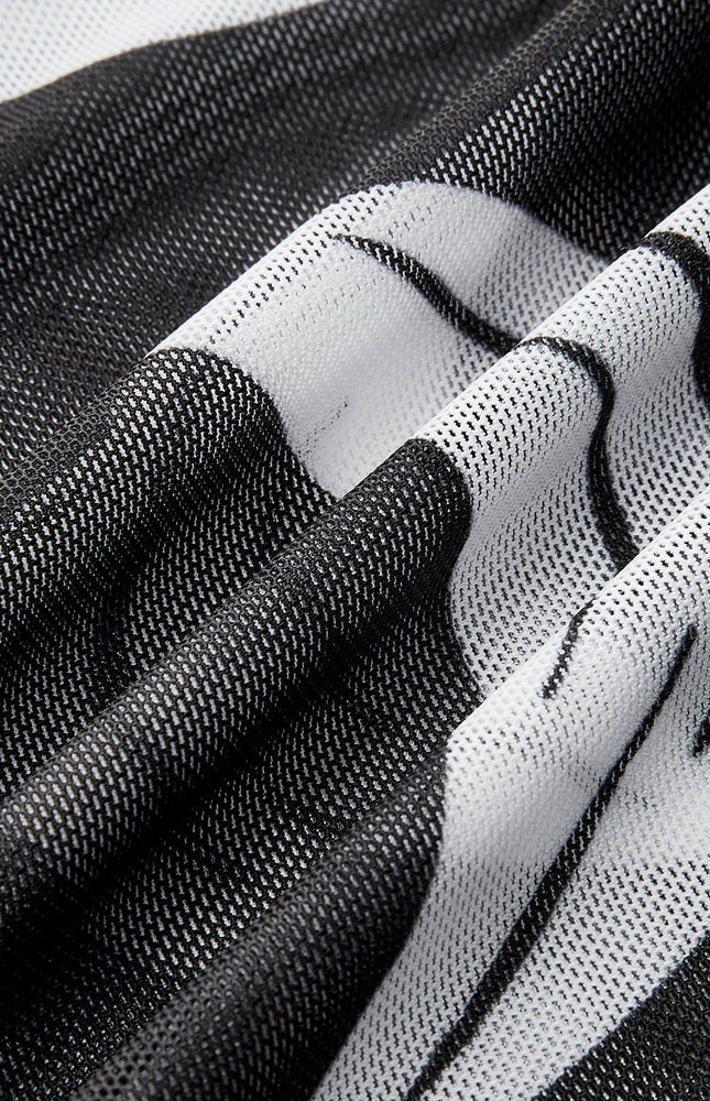 Şeffaf Baskılı File Plaj Etek