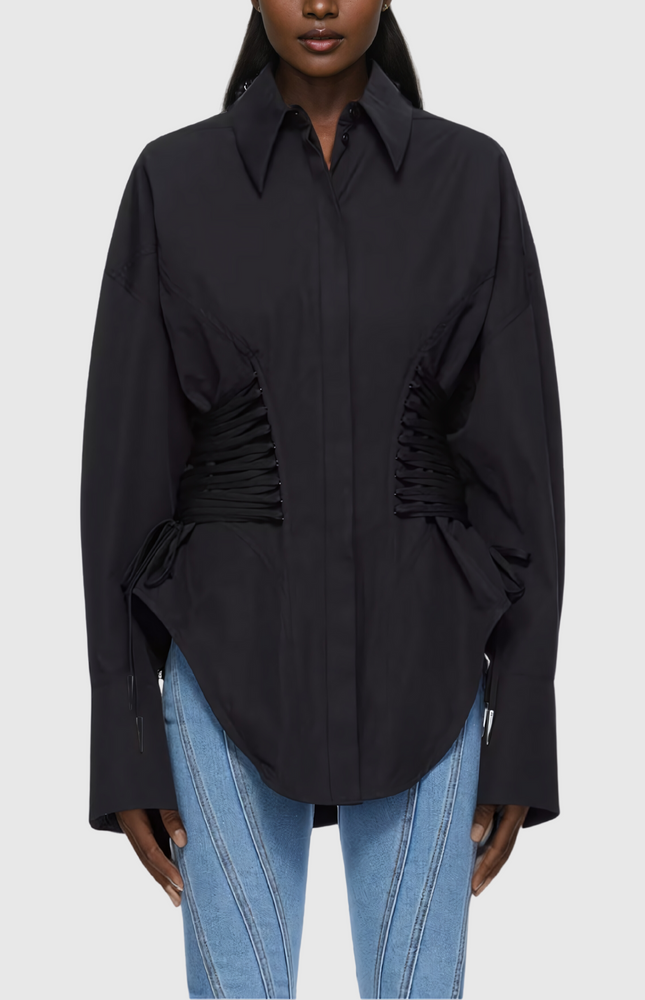 Ruch Büzgülü Siyah Gömlek