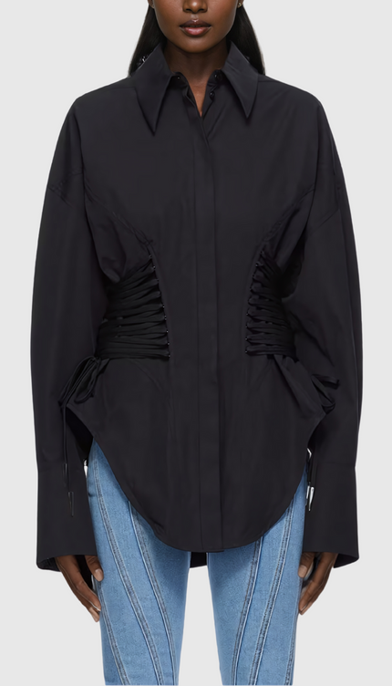 Ruch Büzgülü Siyah Gömlek