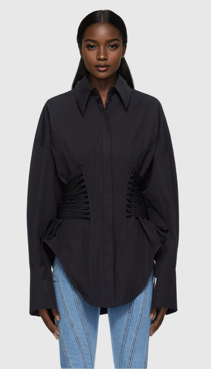 Ruch Büzgülü Siyah Gömlek