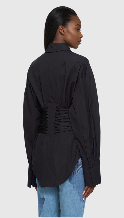 Ruch Büzgülü Siyah Gömlek