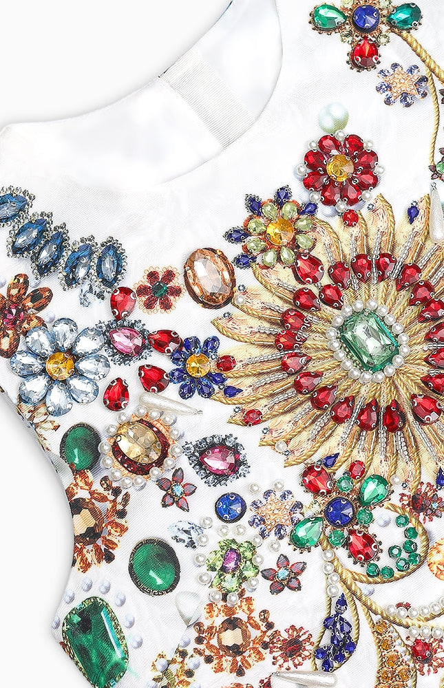 Mücevher Çiçek Mini Elbise