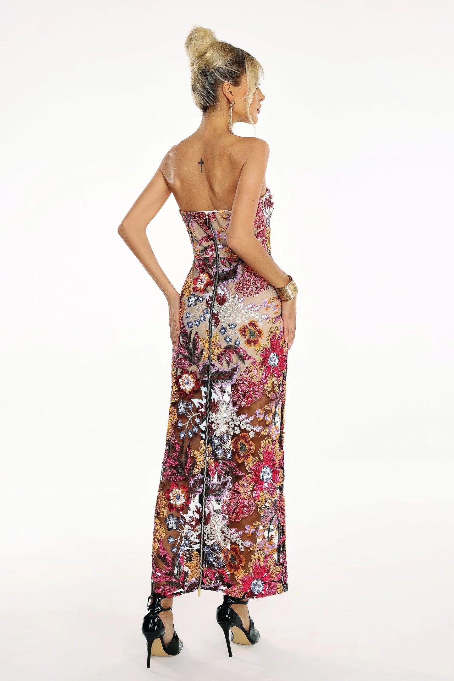 Satu Floral Glitter Maxi Elbise