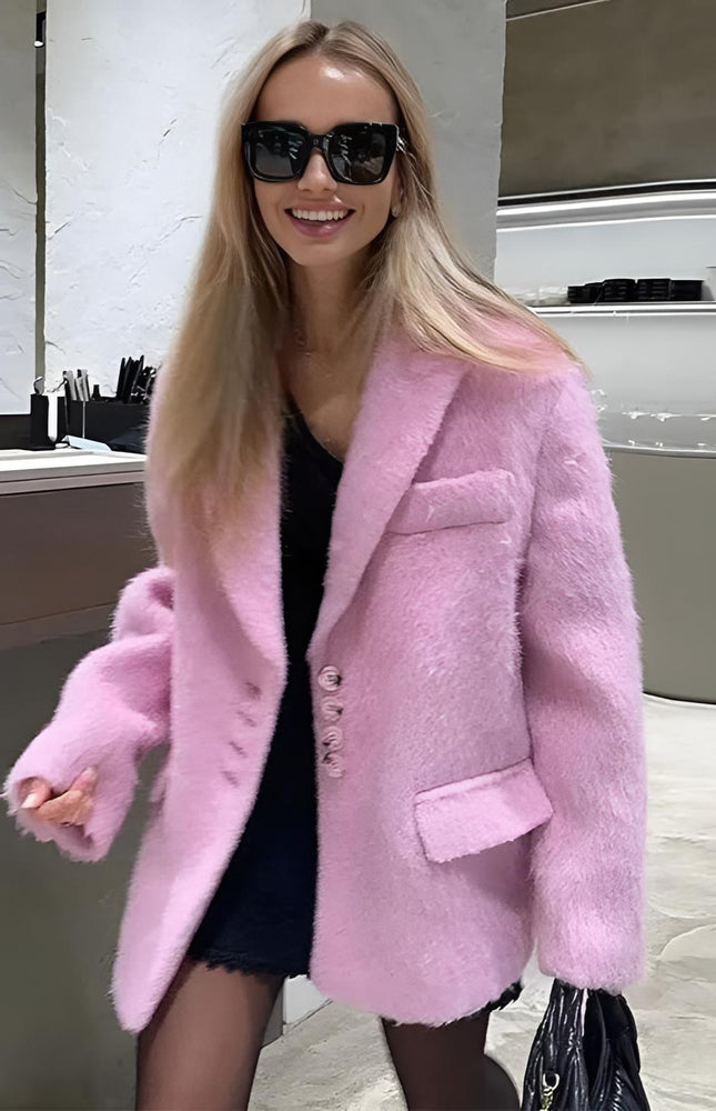 Bella Oversize Yün Dokulu Blazer Ceket