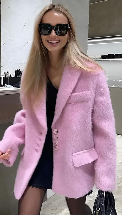 Bella Oversize Yün Dokulu Blazer Ceket