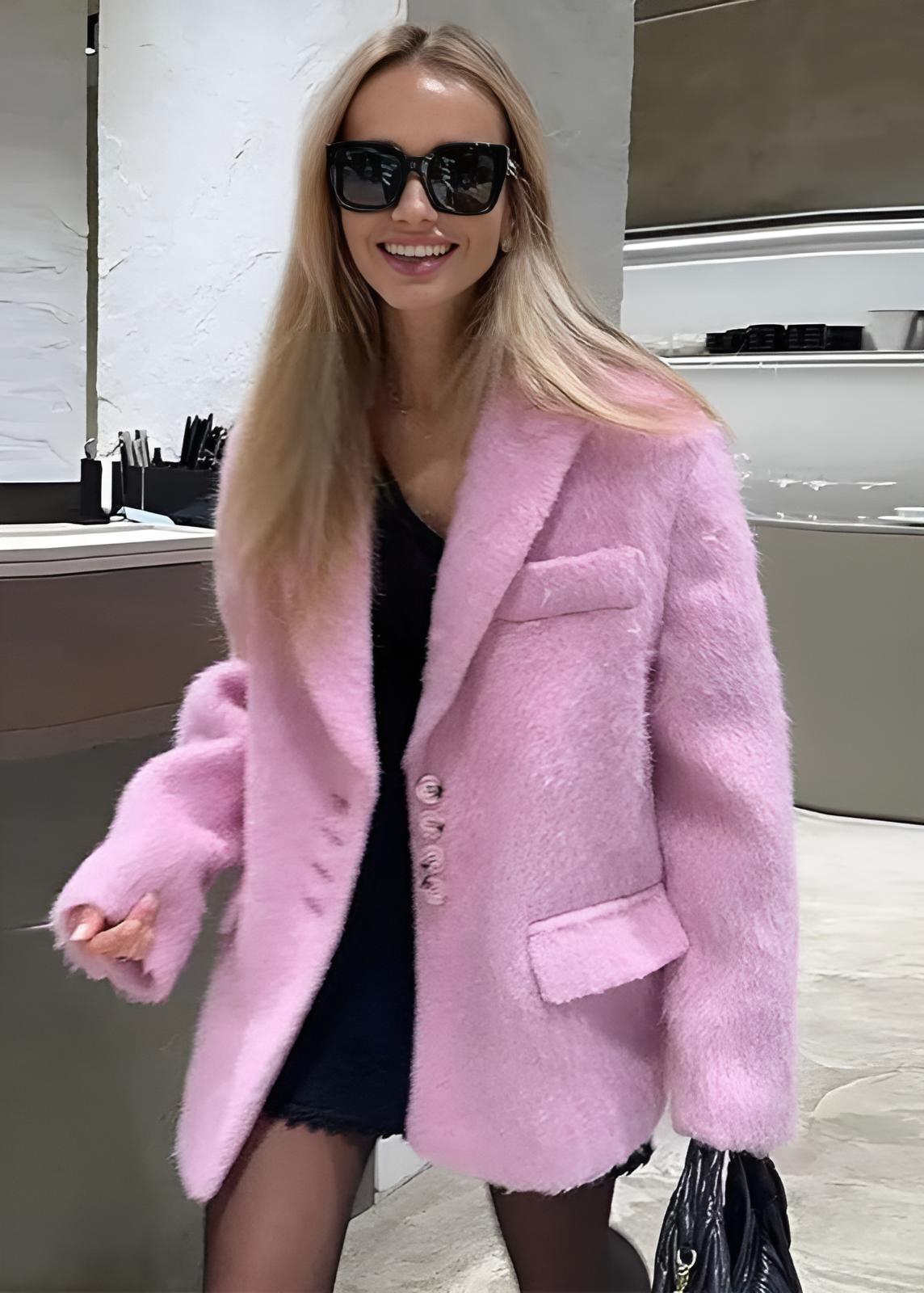 Bella Oversize Yün Dokulu Blazer Ceket