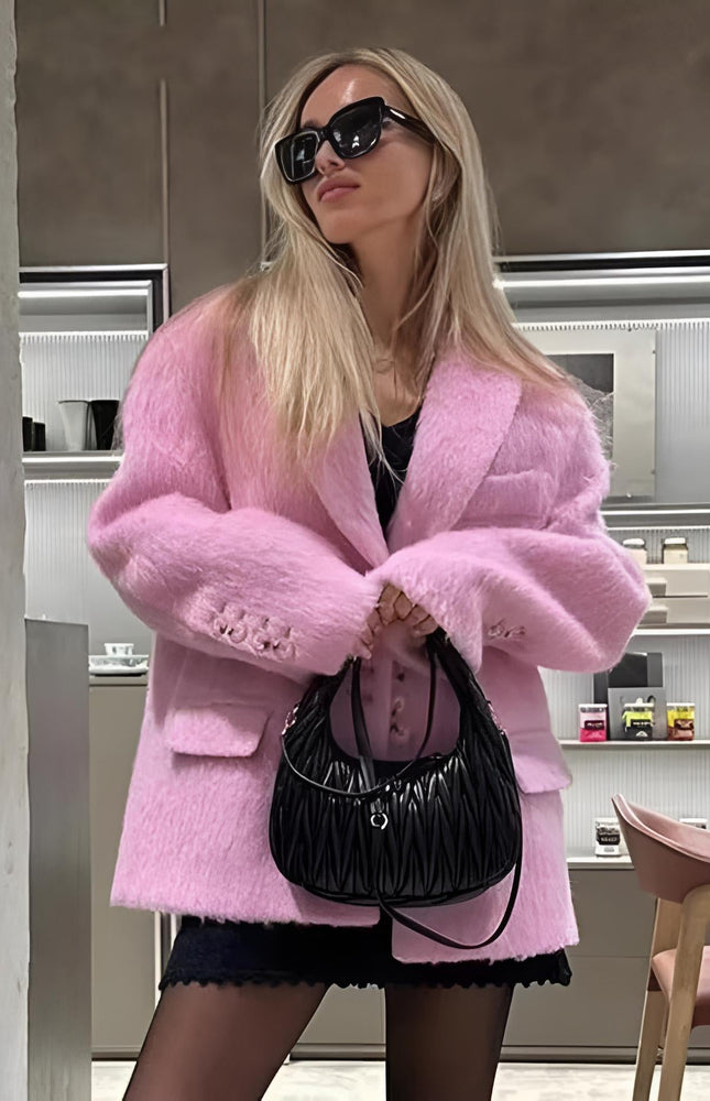 Bella Oversize Yün Dokulu Blazer Ceket