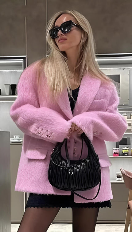 Bella Oversize Yün Dokulu Blazer Ceket