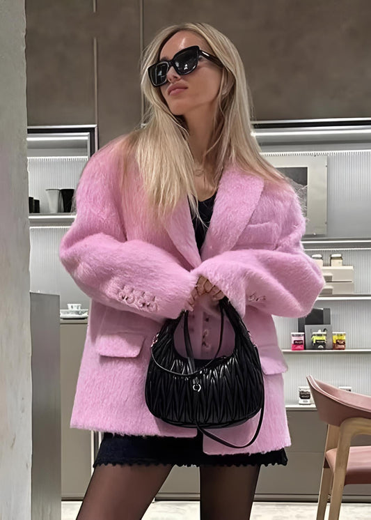 Bella Oversize Yün Dokulu Blazer Ceket