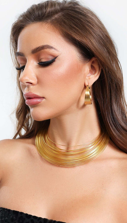 Mercedes Altın Renkli Küpe ve Kolye Seti